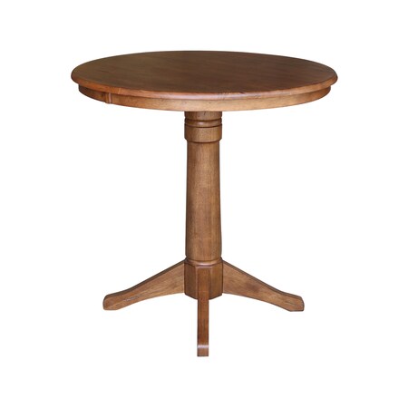 International Concepts Round 36 in Round Top Pedestal Table, 41.9 in Height, Distressed Oak, 30 in W, 36 in L, 41.9 in H K42-36RT-27B-6B-2